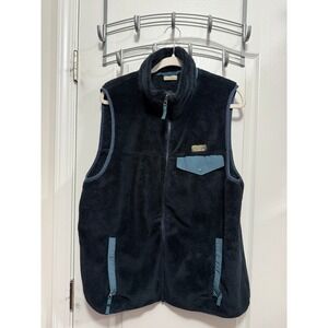 LL Bean Fleece Vest Navy Blue Zip Front Mens L Outdoor Layering